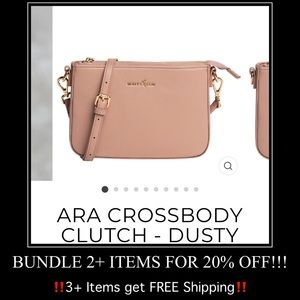 White Elm Ara Crossbody Clutch in Dusty Rose